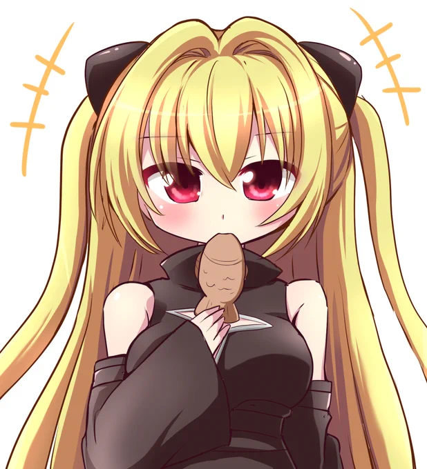 アズレンコラボのヤミちゃんかわいいので たい焼きもぐもぐ #金色の闇 