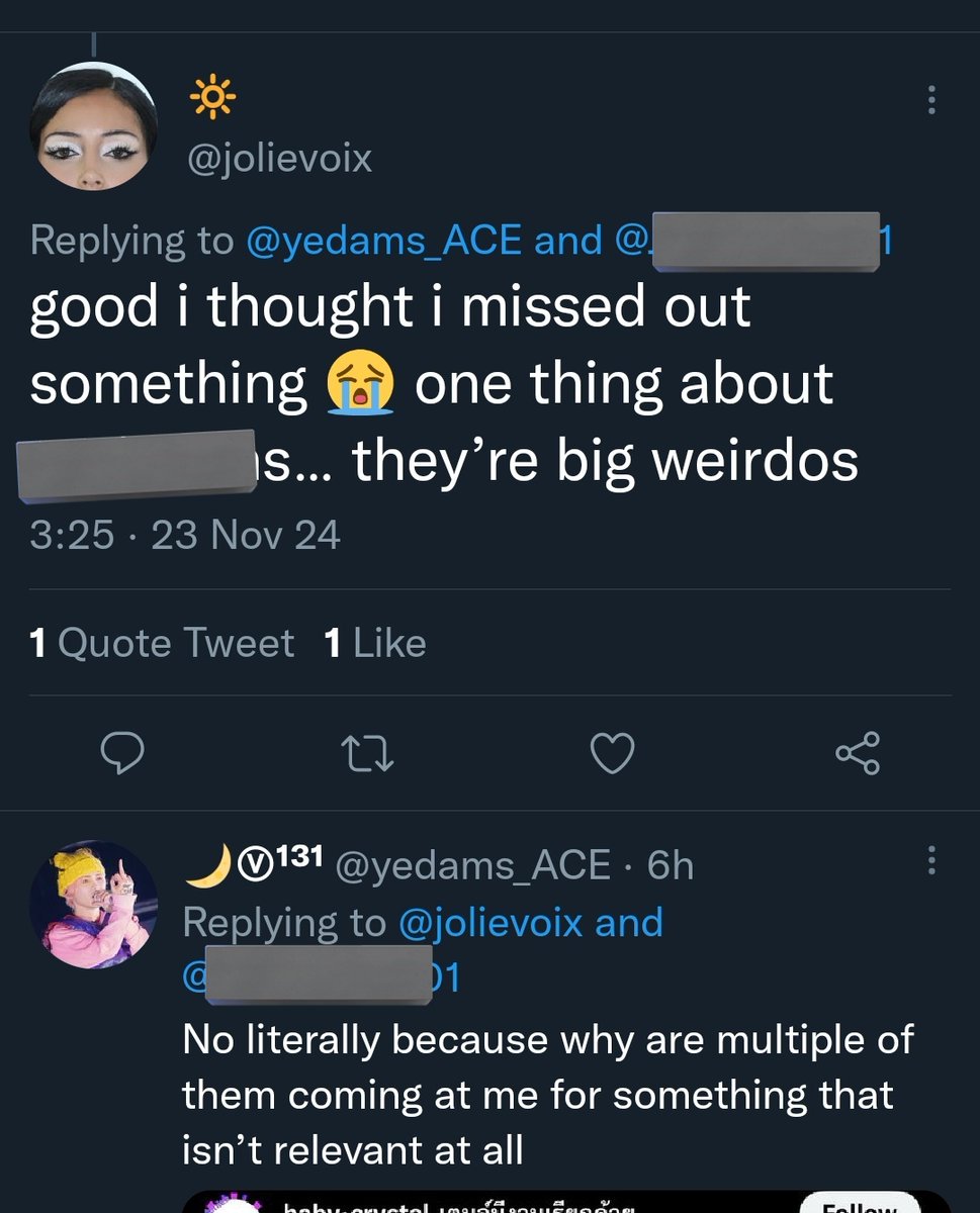 These b!tches are those species who never shut their mouth, think they're those cool ch!ck on sns but all they do are being a jerk
And when ppl throw things back to them they blame everything excepted themself
Like a child who fell by their own legs but blames and hits the ground