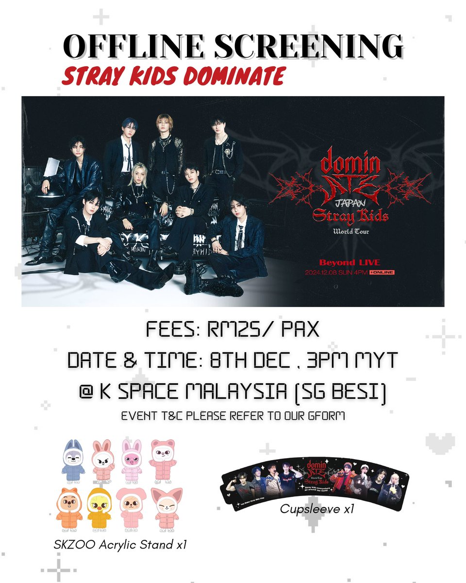 kspacemy's tweet photo. Stray Kids dominATE Japan
🗓️8th Dec (Sunday), 3pm
📍K Space Malaysia
💵RM25/slot 🎁Cupsleeve &amp; skzoo acrylic stand
🔗 https://t.co/slrVMllV4X

#pasarSKZ #pasarSKZmy #pasarstraykidsmy https://t.co/bfQQoj5Zil