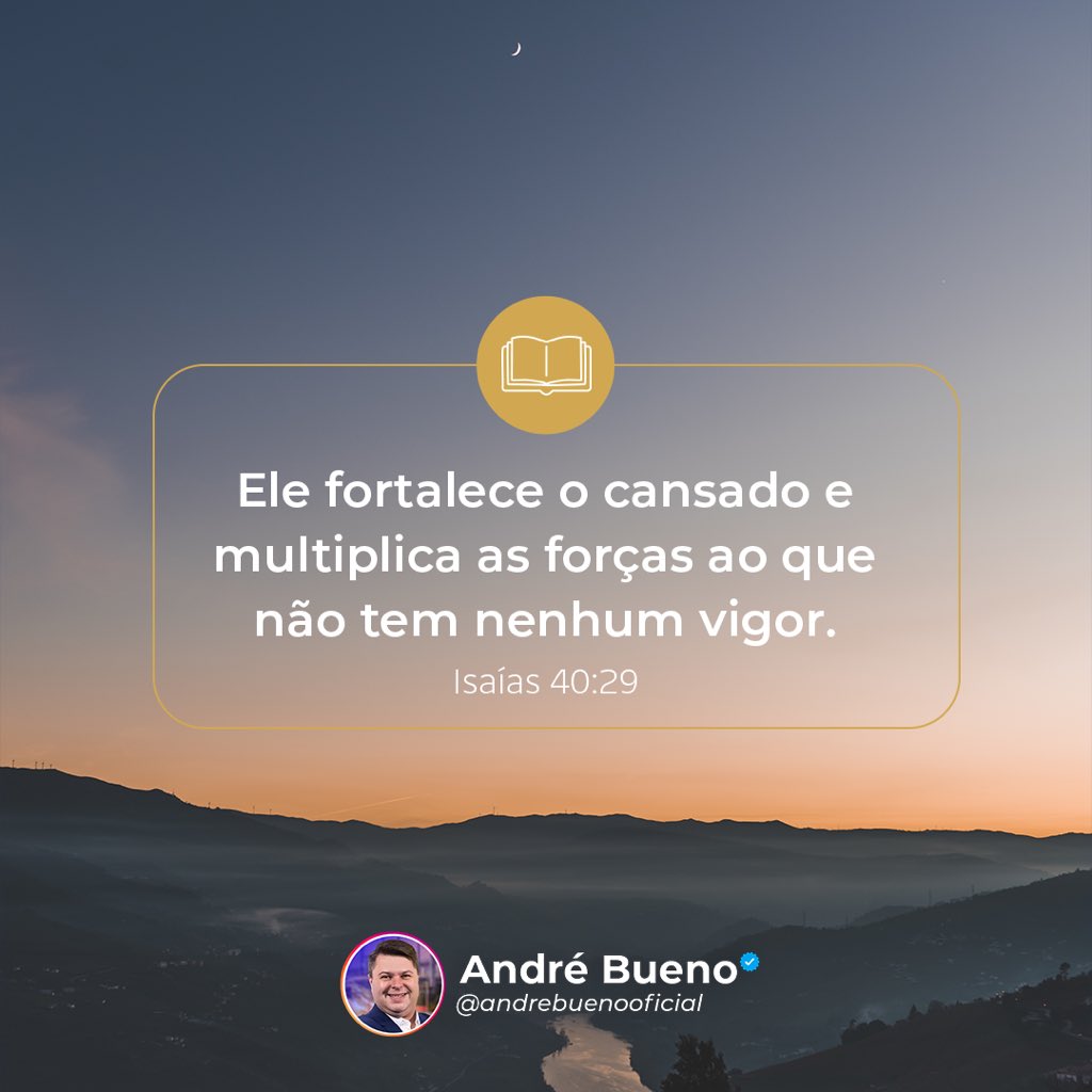 andrebuenoofc's tweet photo. 🙌 Ele faz isso, eu creio. Você crê, comenta amém!  “Ele fortalece o cansado e multiplica as forças ao que não tem nenhum vigor.” Isaías 40:29 https://t.co/UrYA5xWvDX