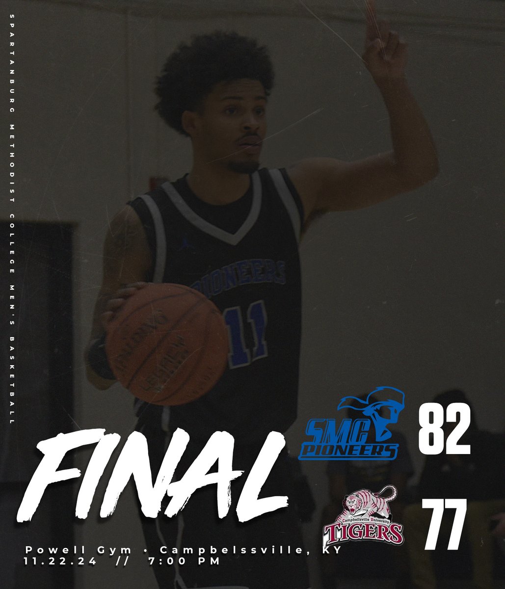 Men's Basketball • <a href="/GOSMCBASKETBALL/">Spartanburg Methodist College - Men’s Basketball</a> picks up an 82-77 road win at Campbellsville University. Kenny Burns lights up the scoreboard for 30 points on six 3-pointers in the win. SMC shoots 52% from the field in the win. #RollNeers #NAIAHoops