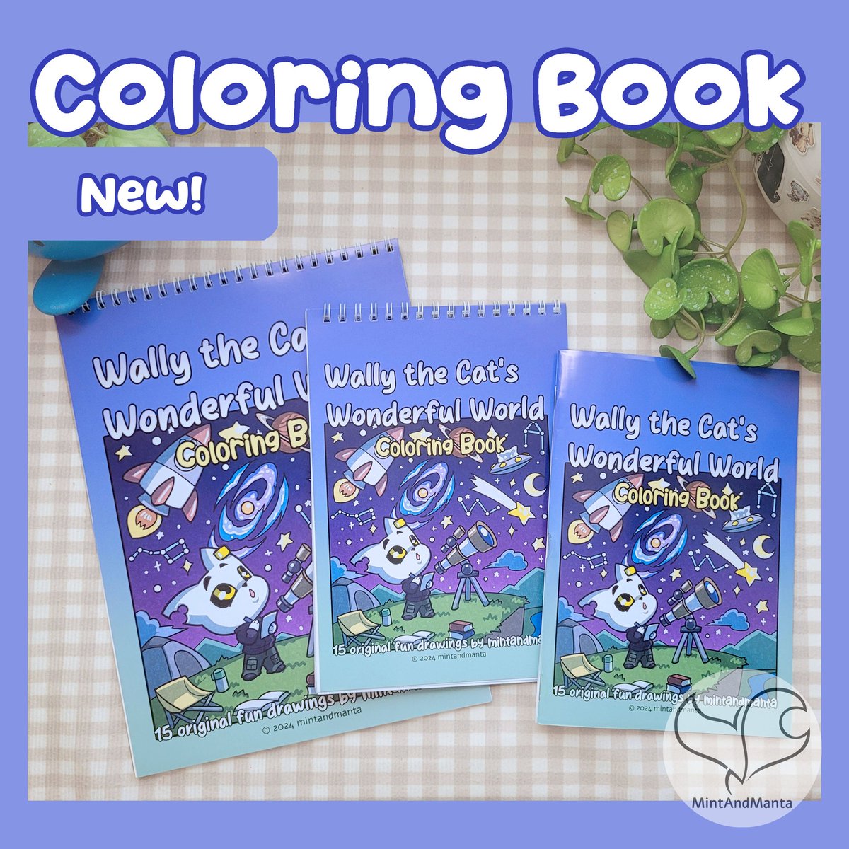 MintAndManta's tweet photo. New Coloring book to add to your coloring book collection! ! ✨️

Wally the Cat's Wonderful World coloring book is now also available in bigger size for a more fun, relaxing, and enjoyable coloring experience! 

Visit our shop! ૮꒰ ˶• ༝ •˶꒱ა ♡
#coloringbooks https://t.co/eTBVFpXsTo