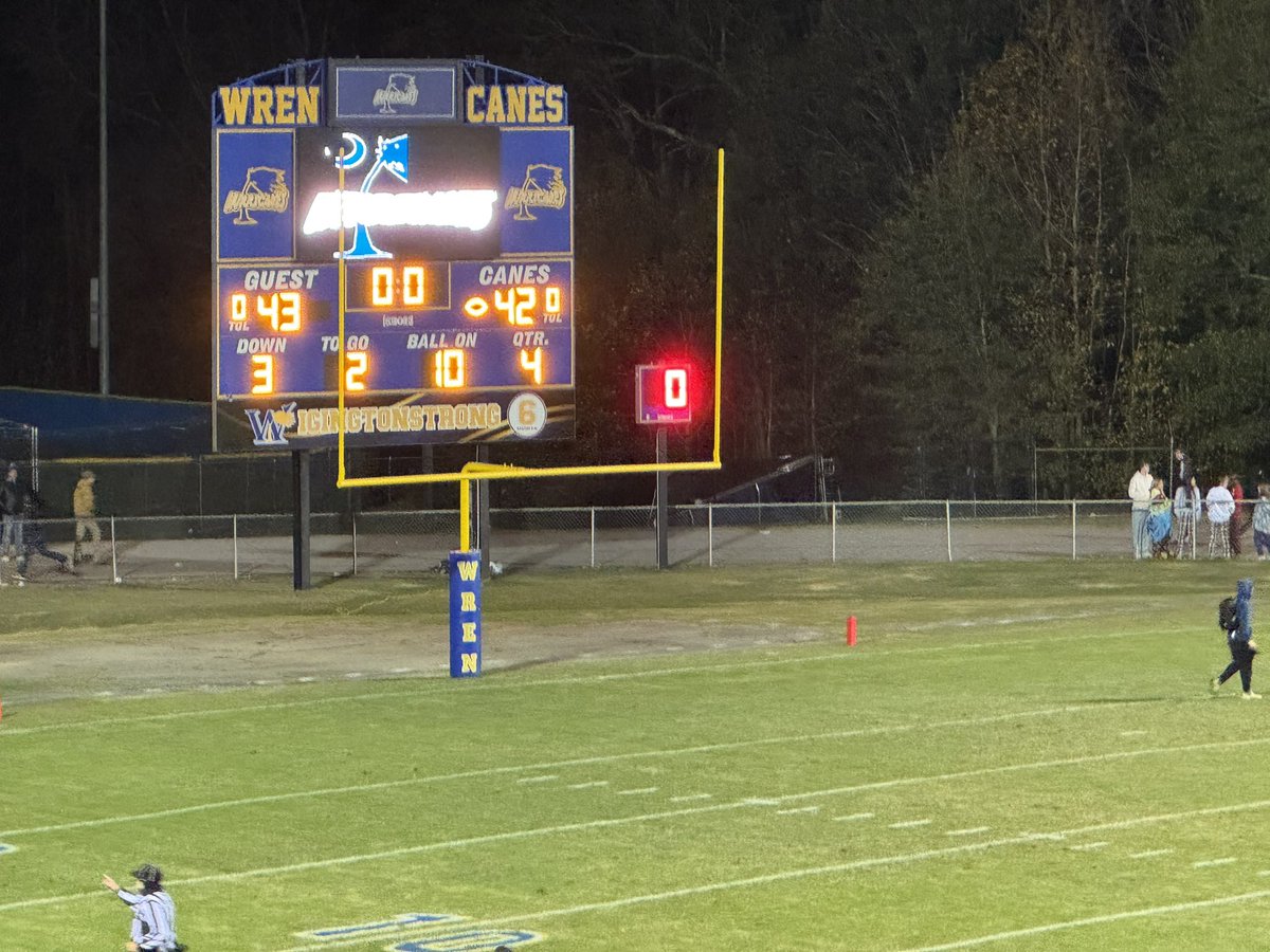 🎉 Final Score Alert 🎉
Camden Bulldogs secure the win over Wren in the second round of the playoffs! 🏈🔥
The Dawgs are moving on! Proud of this team’s heart and determination. 🖤💛

#GoDawgs #BulldogPride #Playoffs