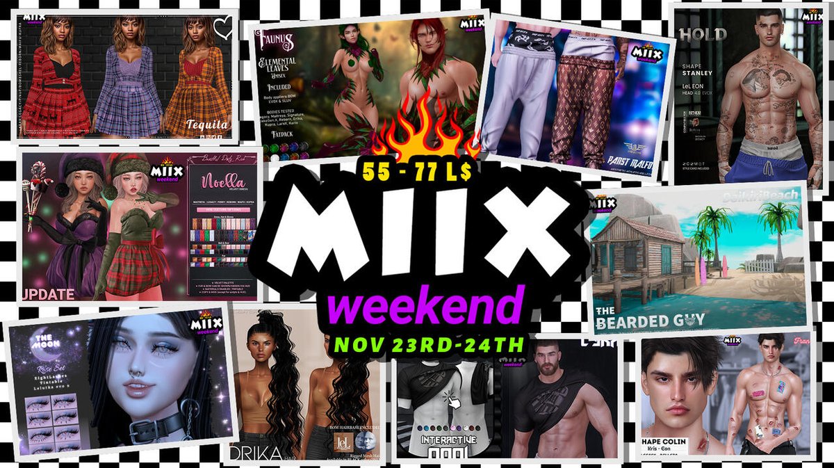 EventMiix's tweet photo. Hello Guys!!! 

♥ Miix Weekend NOV 23rd-24th round is taking place

Click on the photo in the website gallery to get the URL of the items on sale in the promotion.

Full Gallery: https://t.co/9Xc0gdoa6x
secondlife:///app/group/f6713096-c68b-be38-0435-51f617775ef6/about https://t.co/3EmaQiFImF