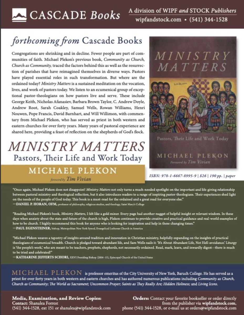 ReligiousStudiesAndTheology (@relstandtheol) on Twitter photo Don't miss out on _Ministry Matters: Pastors, Their Life & Work Today_ by Michael Plekon, published by Cascade (<a href="/wipfandstock/">Wipf and Stock Publishers</a>)! Here's an example of a book we'd love to get reviewed in our pages. Let us know if you're interested in reviewing it! wipfandstock.com/9781666789959/… Don't miss out on _Ministry Matters: Pastors, Their Life & Work Today_ by Michael Plekon, published by Cascade (<a href="/wipfandstock/">Wipf and Stock Publishers</a>)! Here's an example of a book we'd love to get reviewed in our pages. Let us know if you're interested in reviewing it! wipfandstock.com/9781666789959/…