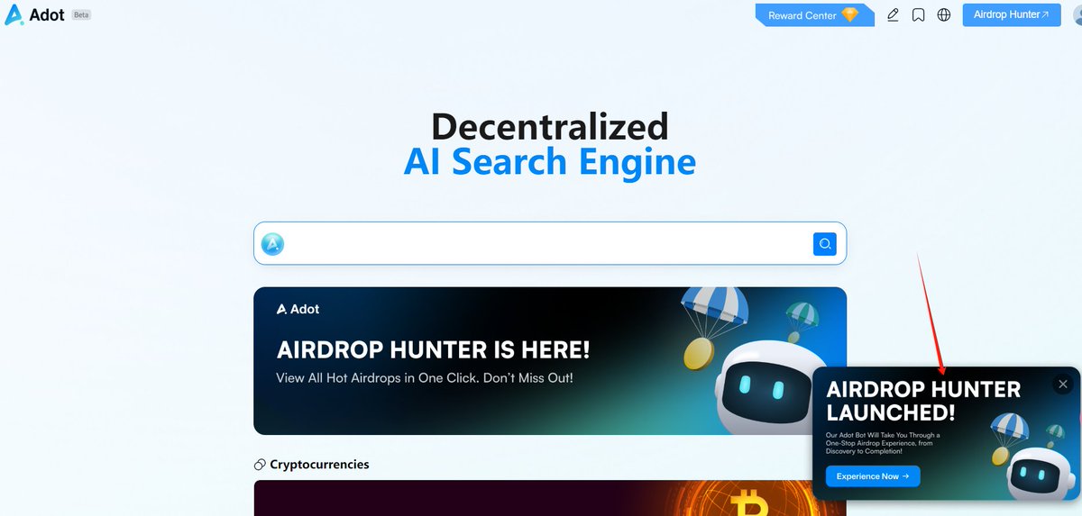 metashool's tweet image. Adot's long-standing #Airdrop  hunter is suitable for every #web3‌‌  investor. Through the airdrop hunter, you can easily discover high-quality airdrop projects, aiming to allow more people to discover high-quality Alpha through @Adot_web3 .  #BuildWithAdot #adot #Web3AI  #MSTR