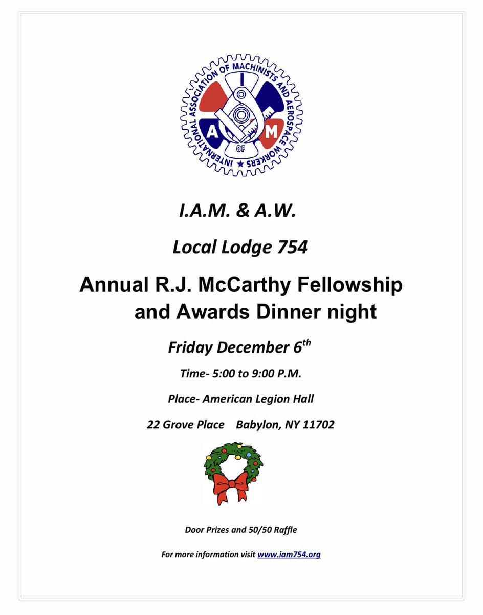 Friday December 6th will be the annual R.J McCarthy fellowship and awards night.  5pm at the American Legion hall in Babylon.