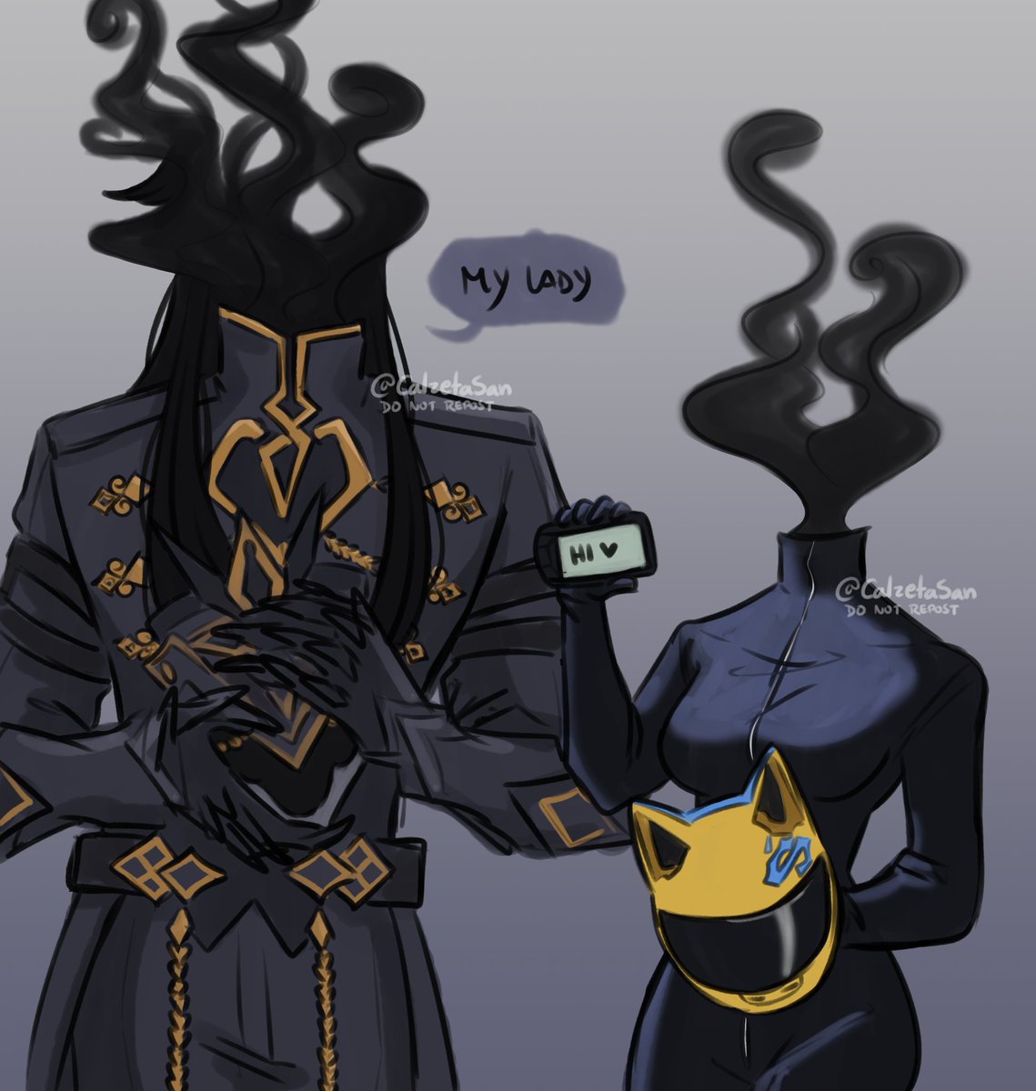 CalzetaSan's tweet photo. What if #Capitano genshin impact is just #Celty from durarara!! What if https://t.co/NEt3g01bRU