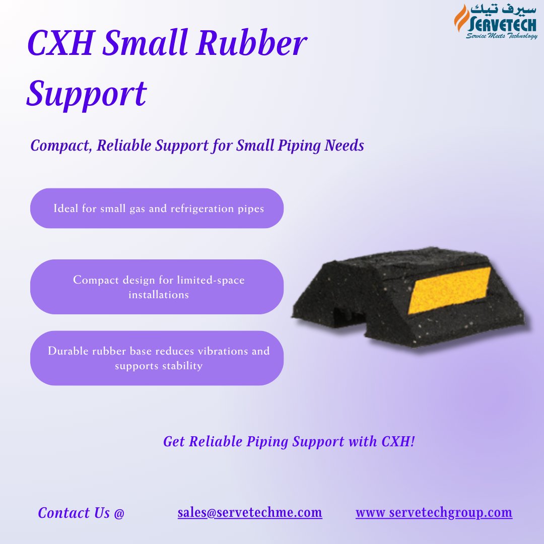 Servetech_'s tweet image. 🌟 CXH Small Rubber Support 🌟

✅ Economical &amp;amp; compact
✅ Ideal for conduit and small piping
✅ Perfect for tight spaces
A cost-effective solution for efficient installations!
#PipeSupport #UAEConstruction #DubaiProjects #HVACSupport