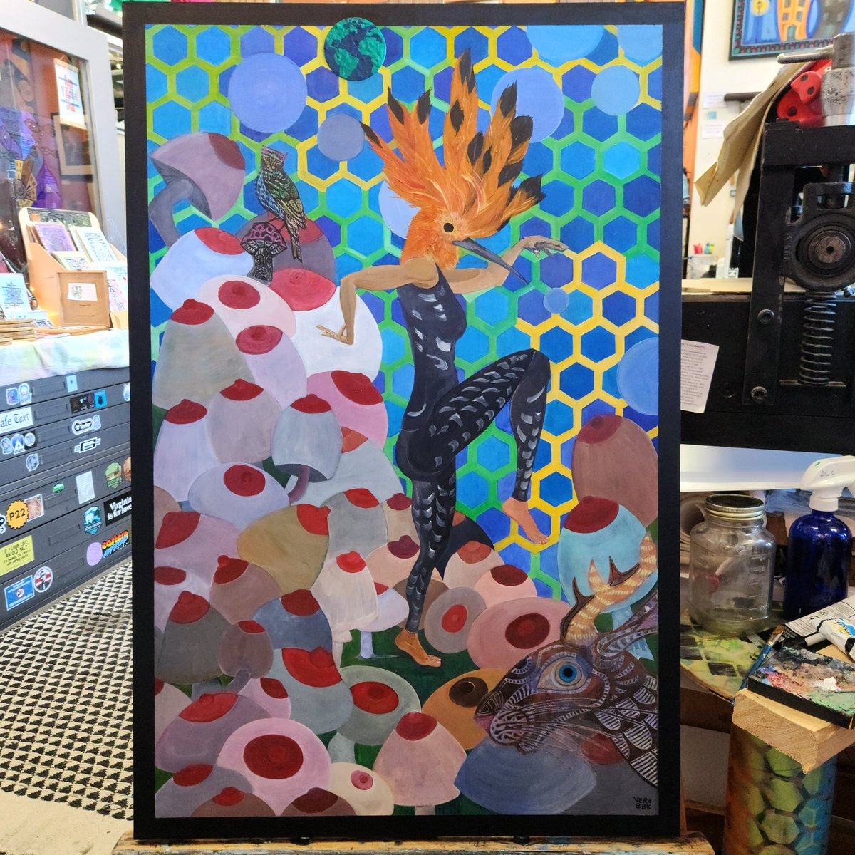 Jewfroart's tweet photo. Walking through a mushroom patch
Acrylic on panel with relief images that I peinted and adhered to the piece. https://t.co/PZKb0OCvEO