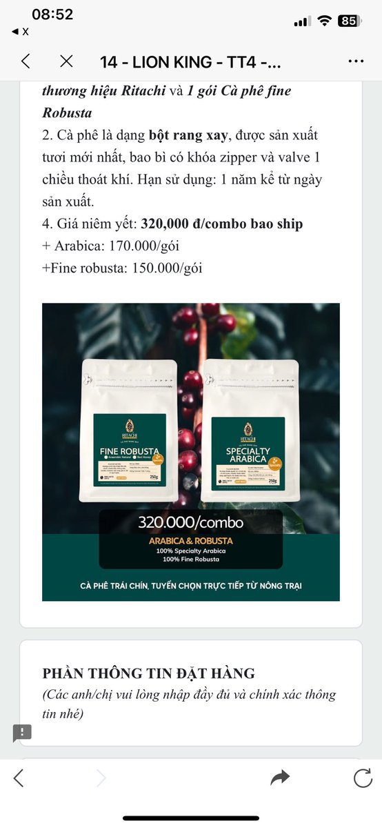 ❄️ Tuần tới trời chuyển rét rùi đó mn ơi🥹
☕️ Pha 1 ly cafe bao cả ngày tỉnh táo ạ🌷🌸

Em đang có Combo cà phê Việt, chất lượng xuất khẩu đến từ Lâm Đồng.
 🌱 Arabica được thu hoạch ở vùng trồng Cầu Đất, Đà Lạt (độ cao: 1600m)
 🌱 Robusta được thu hoạch