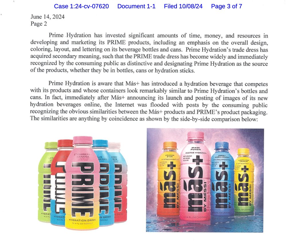 Can sending a cease-and-desist letter backfire? Ask Prime Hydration (yes, the Logan Paul drink) 🧵. 

Prime saw the new MÁS+ BY MESSI drink and thought, “Hey, that looks like ours!” So, they sent a cease-and-desist, expecting Lionel Messi and his team to back down...