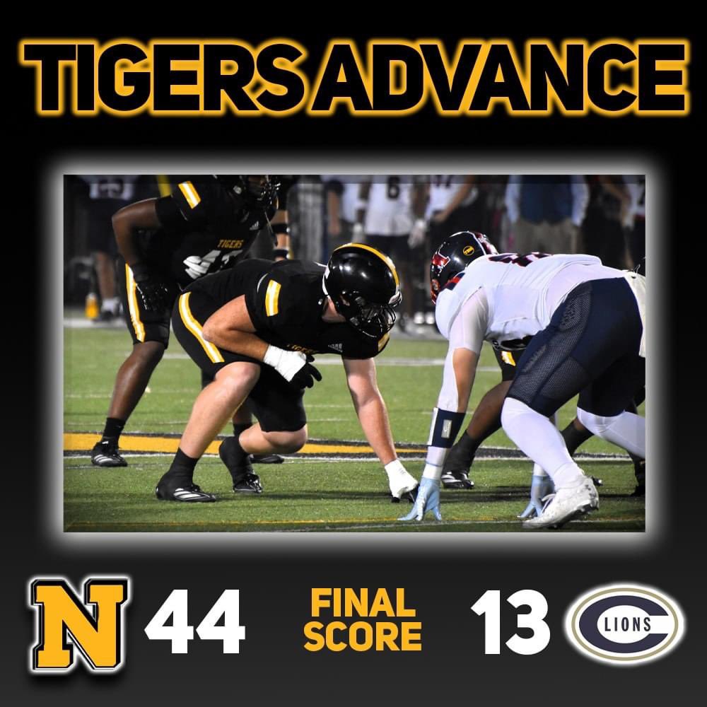 𝗧𝗜𝗚𝗘𝗥𝗦 𝗔𝗗𝗩𝗔𝗡𝗖𝗘!

The #1 Neville Tigers will slide right after a 44-13 win over the #16 Covington Lions.

The Tigers will host the #24 seeded Chalmette Owls next Friday night at Bill Ruple Stadium!