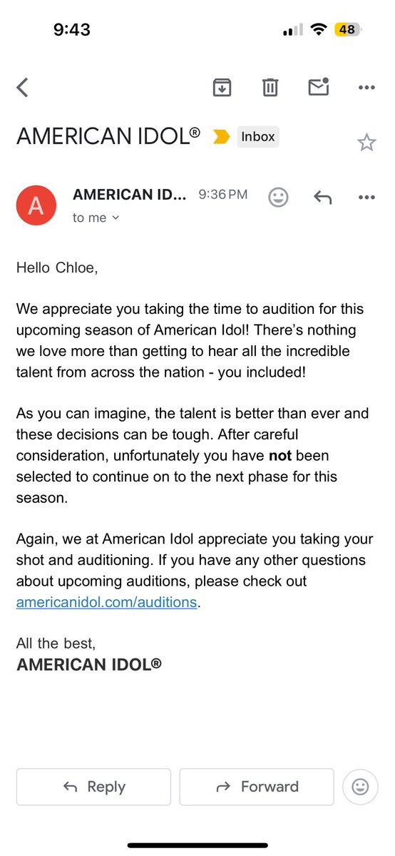 10 years of trying out for American Idol. I can’t help but be absolutely heartbroken because I’ve worked so hard to strengthen my voice and build my following. This is my biggest dream in the world and I just want a chance. Having such a big dream is so hard sometimes. 😭