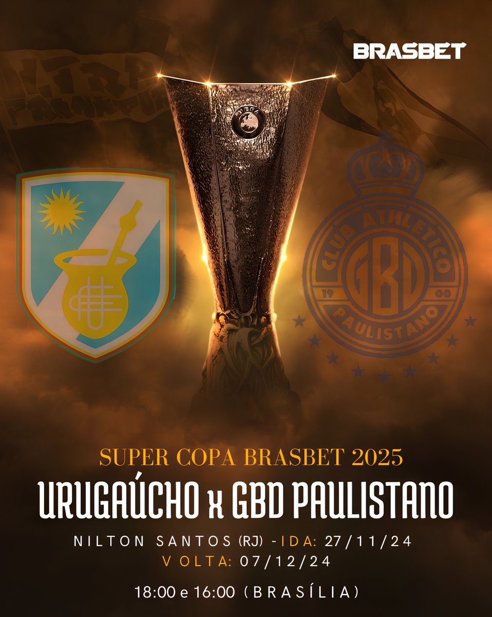 Alerta de Supercopa ! 🏆

No próximo dia (27/11) haverá o encontro em que reúne o campeão da Primeira Liga e campeão da Copa do Brasil!

𝐔𝐑𝐔𝐆𝐀𝐔́𝐂𝐇𝐎 𝐱 𝐆𝐁𝐃 𝐏𝐀𝐔𝐋𝐈𝐒𝐓𝐀𝐍𝐎

Ida: 27/11 - 18h00
Volta: 07/12 - 16:00

🏟️: Nilton Santos - RJ
📺: GoalTV 

#SuperCopa