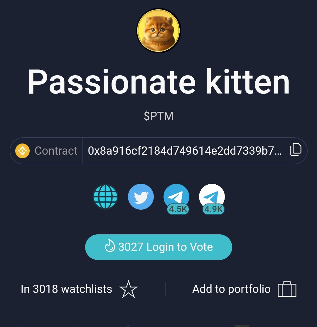 passionkittePTM's tweet photo. 🎉Hooray, we already got 3k  +  votes from our members, thanks a lot for supporting us, stay tuned, keep an eye on the channel for more exciting full news,
Vote again 🖐️ link 🖇️ below 👇 https://t.co/Z8LbqFn1Sk
Passionate kitten is going to the 🌙.
#trust
#ProjectMoon #audit #kyc #PTM #DEX
