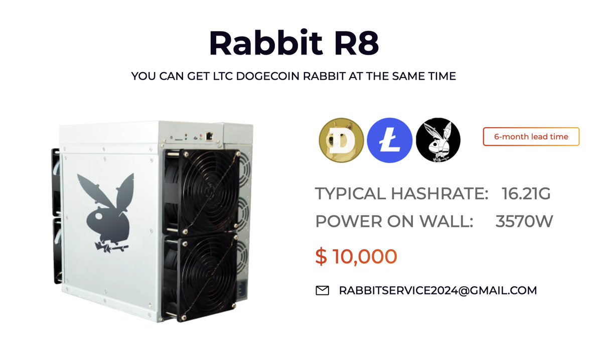 🚀 Exciting News! We are thrilled to announce the release of the Rabbit R8  miner in March 2025! You can mine $Doge and $Rabbit simultaneously! With  #R8 ✓ Higher Returns ✓ Growth