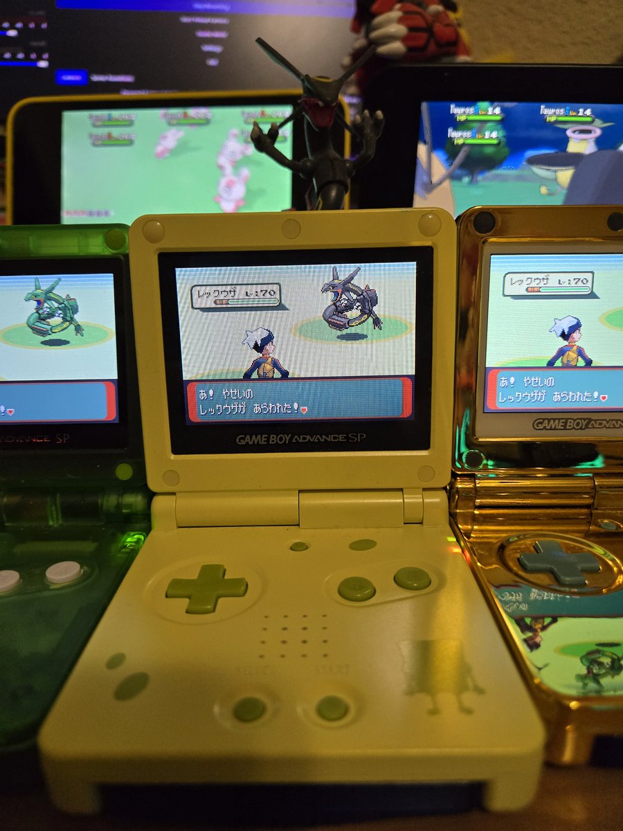 TheAbsol's tweet photo. No shot I got TWO FULL ODDS GEN 3 SHINIES during the PM7 WR attempt!??!?!?! Shiny Rayquaza in Sapphire and Wurmple in Ruby!!!!!!!!!! https://t.co/Pt2QTOfdVl