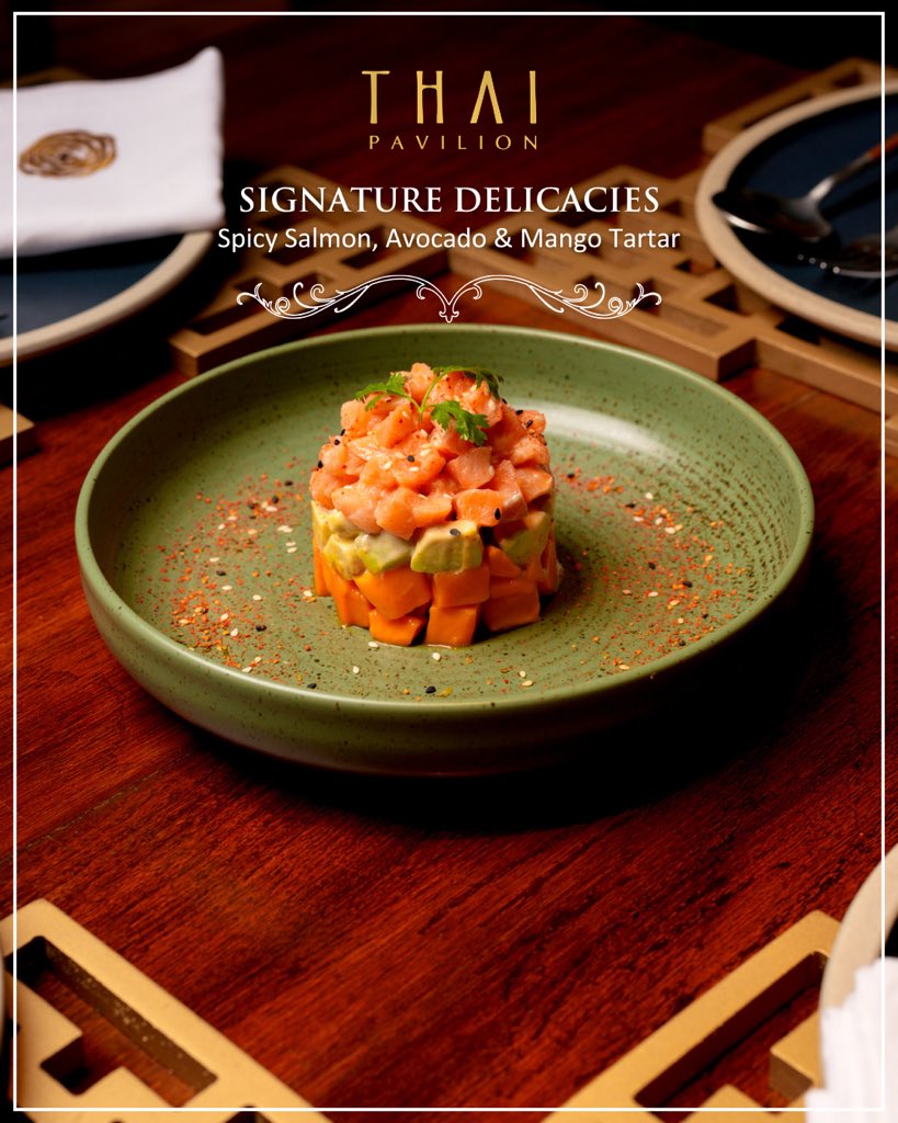 PresidentMumbai's tweet image. A burst of zest and crunch—Spicy Salmon, Avocado &amp;amp; Mango Tartar at Thai Pavilion is a tropical delight that’ll leave your taste buds dancing! 

For details and reservations, call 022 6665 0808

#NotJustAnotherHotel #namedcollection #ExperienceSeekers #PresidentHotel