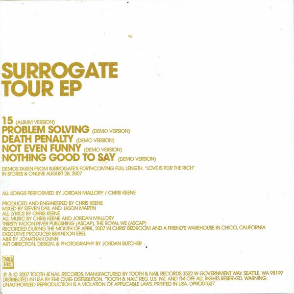 MichaelCyto2010's tweet photo. @toothandnail Please put @_Surrogate ‘s Tour EP on @Spotify . Please and thank you. It’s a masterpiece. https://t.co/jbxAIkXBOR