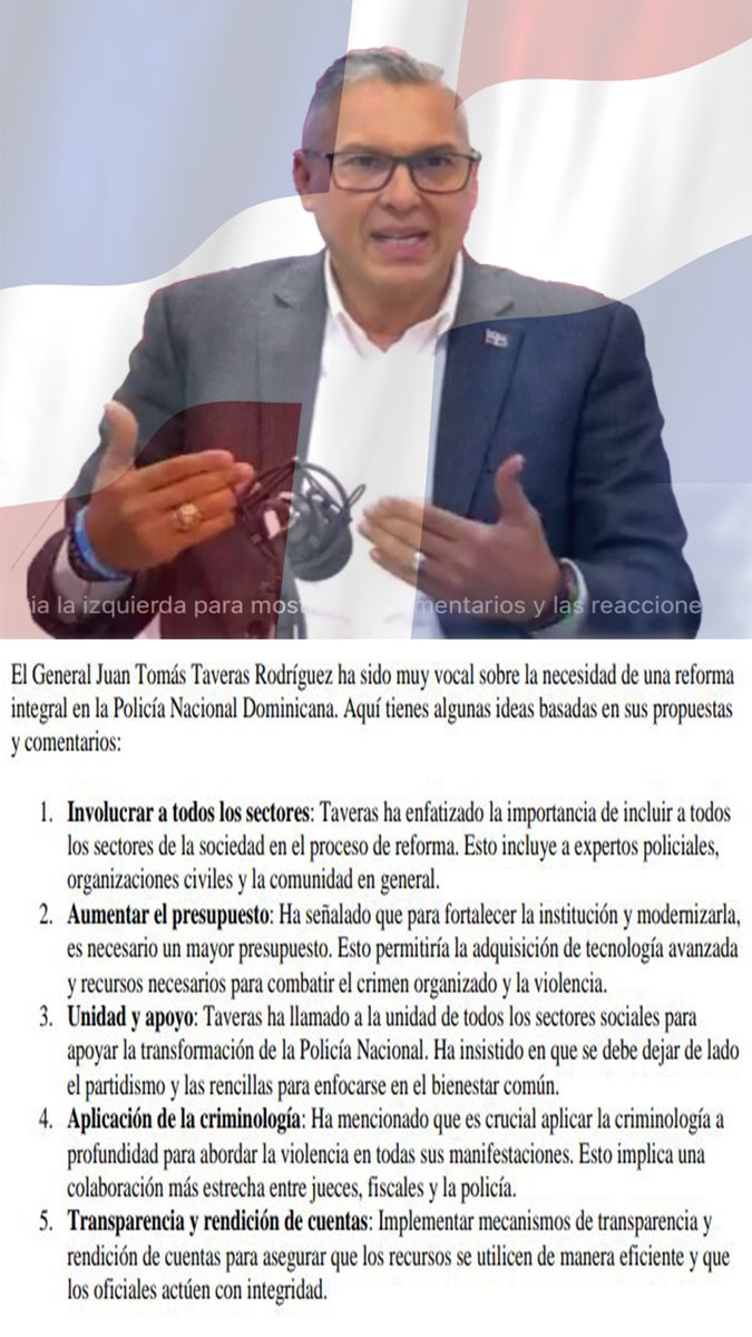 Jose2929Cabral's tweet photo. 📢 ¡Apoya al General Juan Tomás Taveras! Necesitamos tu respaldo para una reforma fiscal que beneficiará a todos los dominicanos. 🌟 Conoce sus propuestas y únete al movimiento por un cambio positivo. 🇩🇴 #ReformaFiscal #GeneralTaveras #CambioPositivo @RamontolentinoT https://t.co/X7Wszqgek9