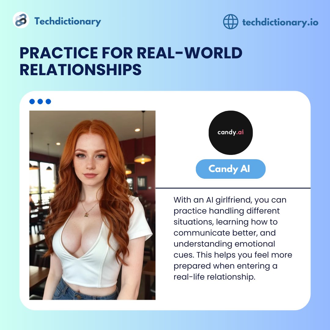 TechDictionaryy's tweet photo. Top 4 Benefits of Using AI Tools for Virtual Relationships ๐๐ซฆ
#AICompanions #VirtualRelationships #AIGirlfriend #DigitalConnections #AIForConfidence #EmotionalSupport #AICommunication #VirtualSupport #AIChatbot #SocialAnxietyRelief #AIForRelationships #DigitalLove #TechInRelationships #ArtificialIntelligence