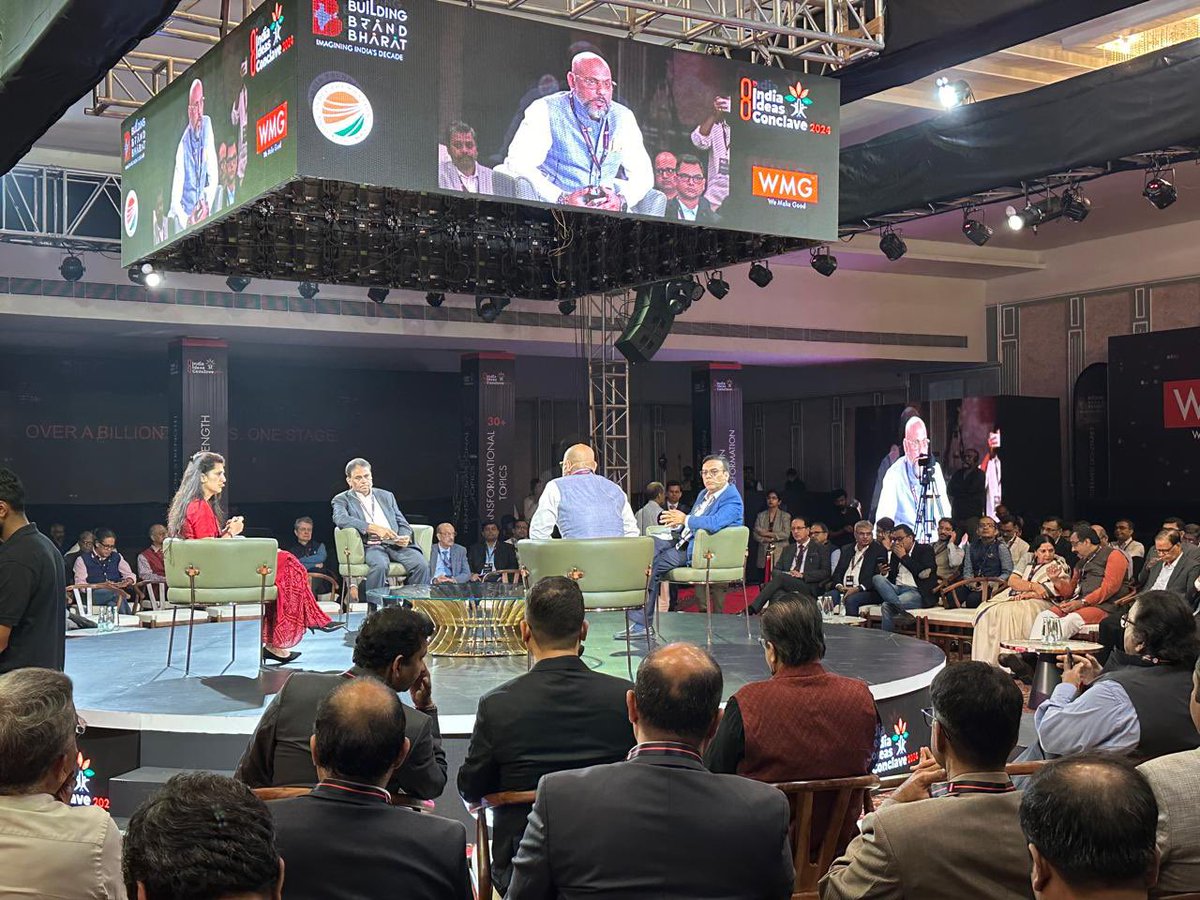 rajeshpadmar's tweet photo. Panel on “10 Trillion Economy”:  CMD, Bravo Group Rakesh Pandey @rpandey_Bravo, Founder Ilabs Group and Sir labs private limited Srini Raju, Founder and CEO, Quant Mutual Fund, Sandeep Tandon discusses with Rami Desai @ramindesai , Distinguished Fellow, India Foundation at 8th India Ideas Conclave, Bengaluru. #IIC2024 #BuildingBrandBharat