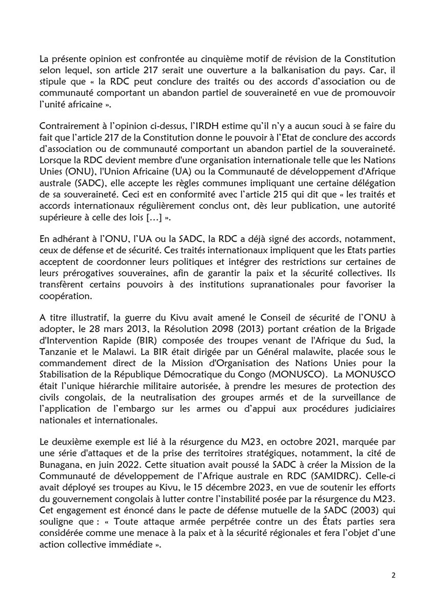 JeanRenLwamba1's tweet image. On interprète pas une disposition constitutionnelle parce qu&apos;on est membre d&apos;un parti politique; car l&apos;intérêt de la nation est en jeu. Que ceux qui en ont la maîtrise le fasse !
Je vous renvoie à ce bulletin du contrôle citoyen de l&apos;@IRDH_Officiel avec Maître @tshiswaka5 
#JNLP