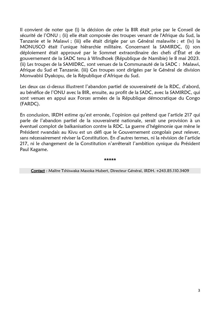 JeanRenLwamba1's tweet image. On interprète pas une disposition constitutionnelle parce qu&apos;on est membre d&apos;un parti politique; car l&apos;intérêt de la nation est en jeu. Que ceux qui en ont la maîtrise le fasse !
Je vous renvoie à ce bulletin du contrôle citoyen de l&apos;@IRDH_Officiel avec Maître @tshiswaka5 
#JNLP