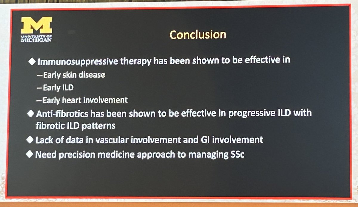 🌟Identifying treatable traits in SSc - Inflammation and Fibrosis🌟
by Dr. Dinesh Khanna <a href="/sclerodermaUM/">Dr. Dinesh Khanna</a> 

⭐️What we need to evaluate?
1. Signs and symptoms 
✨Early SSc, associated disability, internal organ involvement, tendon friction rubs- respond better to Immunosuppressive