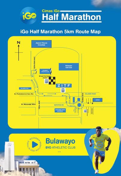 Here are the route maps for the Cimas iGo Half Marathon happening TOMORROW in Bulawayo. 🏃‍♂️🏃‍♀️

This event, themed "Men's Health Champions Build Healthier Communities," aims to raise awareness about prostate cancer and encourage healthier lifestyles during Movember.

Let's support