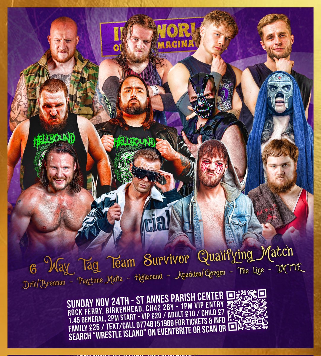 Tomorrow <a href="/WRSTLEIsland/">Wrestle Island🍥</a> at St Anne’s Parish Centre in Birkenhead 

6-Way Tag Team Match
<a href="/silver_daz/">Drill</a> &amp; <a href="/CharlieWrestler/">Charlie Brennan</a> v <a href="/AltonThorne/">🎁 🎄 Alton Thorne 🎄 🎁</a> &amp; <a href="/DavidGrantPW/">David Grant</a> v <a href="/JosephConners/">Joseph Conners</a> &amp; <a href="/itsdannyisit/">Danny Isit</a> v @Billyok18 &amp; <a href="/jayrow_lewis/">Jayrow Lewis</a> v <a href="/Abaddonrejected/">Abaddon</a> &amp; <a href="/gorgonGK/">GOᗷᒪYᑎ KIᑎG 👑 - GOᖇGOᑎ</a> v  <a href="/RileyTheeNBF/">Riley “Thee”</a> &amp; <a href="/Ethan_walsh_03/">Eee Jay Dub</a>