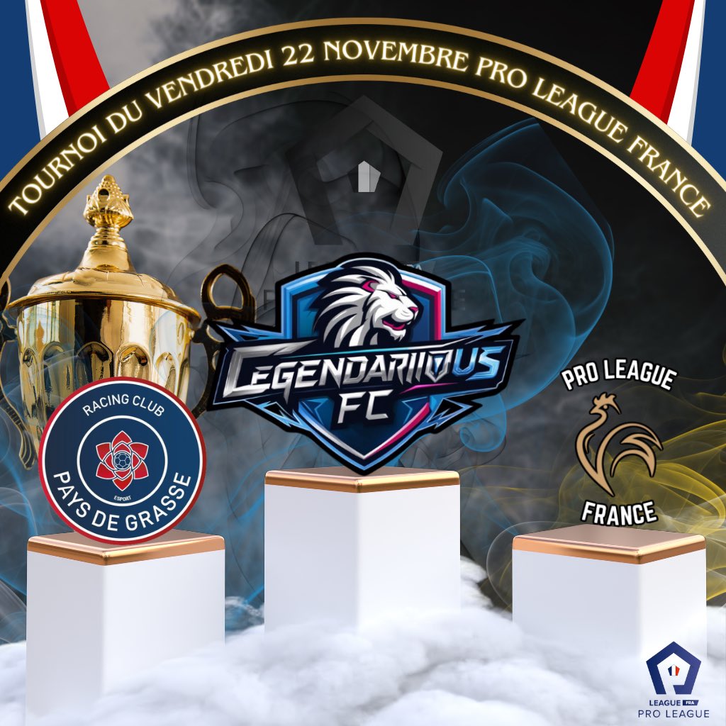 Pro League France (@proleaguefr) on Twitter photo 🏆 | TOURNOIS QUALIFICATION #03
🥇 | <a href="/LegendariousFc/">Legendarious FC</a>
🥈 | <a href="/RcGrasseeSport/">RC Grasse eSport CP</a>
🥉 | #EDF By <a href="/ProLeagueFR/">Pro League France</a>
Merci à l’ensemble des participants pour cette magnifique soirée🙏
🎨 <a href="/Ben936001/">Ben93600</a> 🏆 | TOURNOIS QUALIFICATION #03
🥇 | <a href="/LegendariousFc/">Legendarious FC</a>
🥈 | <a href="/RcGrasseeSport/">RC Grasse eSport CP</a>
🥉 | #EDF By <a href="/ProLeagueFR/">Pro League France</a>
Merci à l’ensemble des participants pour cette magnifique soirée🙏
🎨 <a href="/Ben936001/">Ben93600</a>