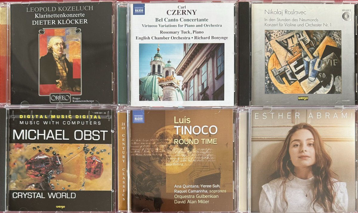 BramaAlessandro's tweet photo. This week, in addition to listening for the first time to Bellini’s “Zaira” from the #Dynamic box that you know by now, I listened to these six albums. The composers: #Kozeluch, #Czerny, #Roslavec, #Obst and #Tinoco. Then an album that cannot be pigeonholed into a single (1/2) https://t.co/WBtXLb1xFK