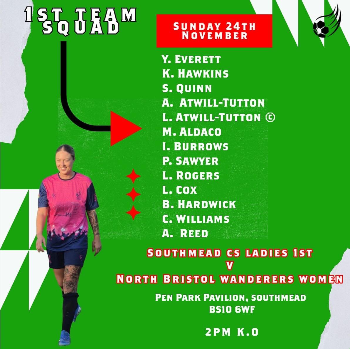 Southmead Ladies FC (@fcsouthmead) on Twitter photo No line up this week for the 1sts but here’s your squad.
League game vs <a href="/NBWanderersWFC/">North Bristol Wanderers WFC</a> at home 🤩
This fixture will rely on the weather, with a weekend forecast of rain we can only hope the game will go ahead, we will keep you updated!
UTM 💚❤️ No line up this week for the 1sts but here’s your squad.
League game vs <a href="/NBWanderersWFC/">North Bristol Wanderers WFC</a> at home 🤩
This fixture will rely on the weather, with a weekend forecast of rain we can only hope the game will go ahead, we will keep you updated!
UTM 💚❤️