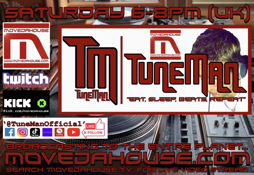 TunemanOfficial's tweet photo. Catch me live from 6pm (UK) on https://t.co/dR50z7udup, https://t.co/iaM9brbEr5, https://t.co/2cmn6Bcj3v &amp; https://t.co/jrsRiaaeMg

#TuneManOfficial
#TikTokLive 
#MoveDaHouseTV #PioneerDJMT1 #Technics1210Mk7 #RadioShow #LiveDJ #Techno #TechHouse #MacBookPro #UndergroundHouse https://t.co/X73QxYKdxw