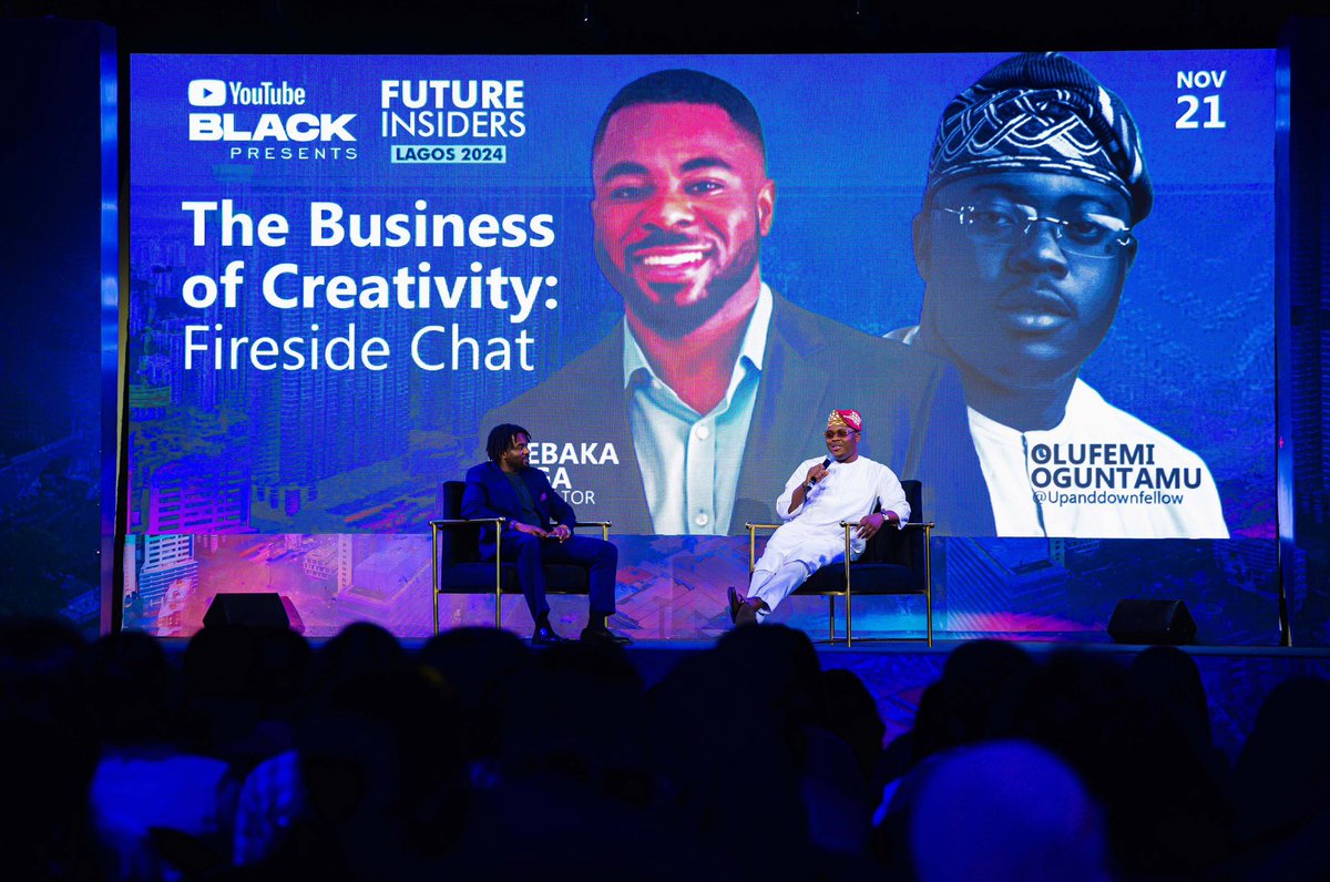 UpAndDownFellow's tweet photo. Honored to be the featured speaker at the fireside chat on The Business of Creativity at the YouTube Future Insiders Lagos 2024. 
#YouTubeFutureInsiders https://t.co/xUFmAbRfPZ