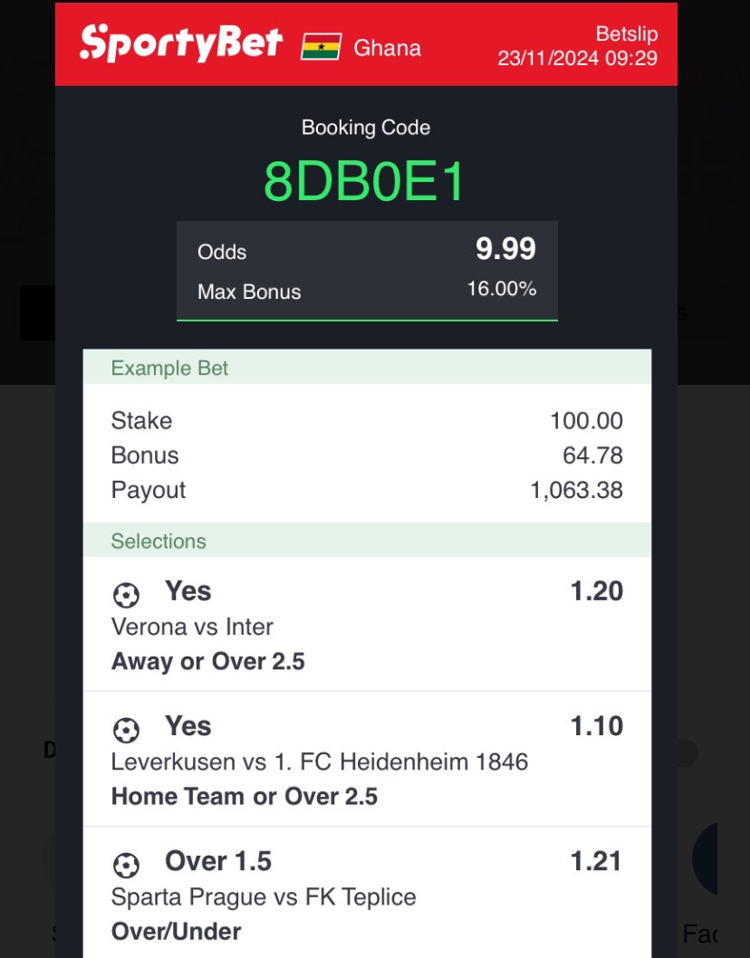 _Bonty_Official's tweet photo. GET READY TO SHOUT BOOOMM

🏆D4B915         20 ODDS 

🏆208D8DF7    10 ODDS 

🏆8DB0E1         10 ODDS 

🏆06C4BF3D   10 ODDS 

BET RESPONSIBLY ALWAYS.

30 cedis to the first 40 repost this evening 🏆 https://t.co/MKLtVmhfix