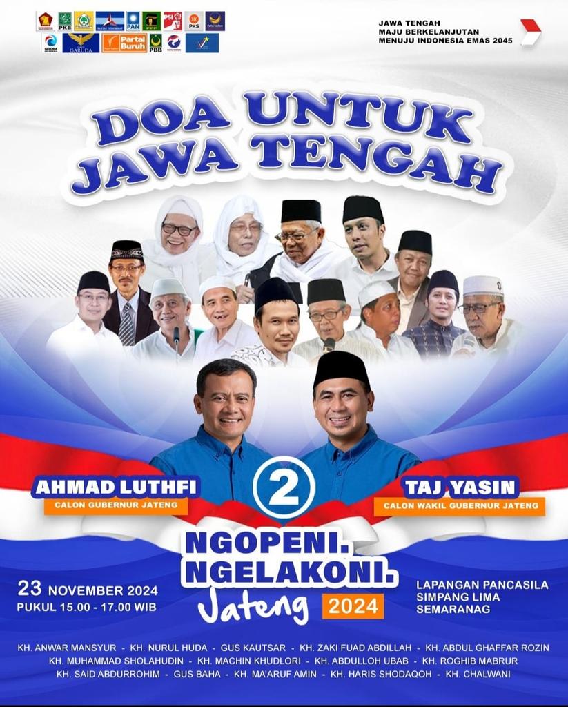 dpwprimajateng's tweet photo. Menutup serangkaian proses acara kampanye cagub jateng 02 @luthfiyasinofc, ribuan orang hadiri doa bersama kiyai untuk Jawa Tengah di Lapangan Pancasila Simpang Lima Semarang (23/11). #Lutfi #Yasin #tetaPRIMA #MenangkanPancasila @prabowo @agusjabo333 @prima_or_id @Gerindra https://t.co/D9MrL4qBcn