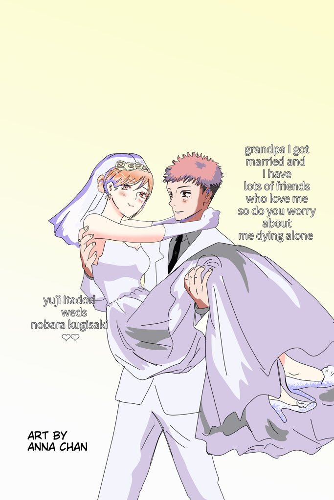 Elainesan9's tweet photo. Yuji x nobara wedding 💍 💒 
Comic page 7 last page  text &amp; textless 
#呪術廻戦ファンアート 
#JujustuKaisen #YujiItadori 
#gege #jjbafanart https://t.co/CYupbE5K9C