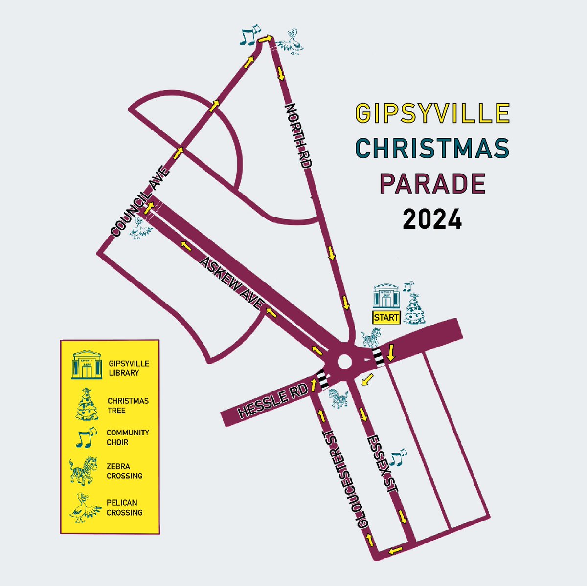 Gipsyville Christmas Parade route!

Friday 29 November, 6-8:30pm 
Meet at Gipsyville Library

Find out more:
absolutelycultured.co.uk/whats-on/event…