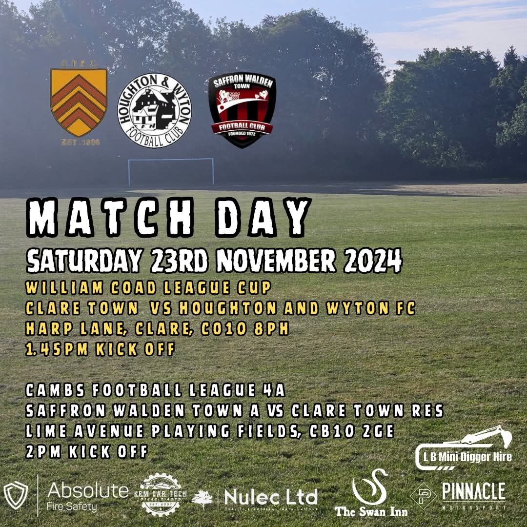 Clare Town FC (@claretownfc) on Twitter photo Match day
The first welcome <a href="/houghtonwytonfc/">Houghton & Wyton FC</a> in league cup action whilst the reserves travel to take on unbeaten league leaders <a href="/SaffronWaldenFC/">Saffron Walden Town FC A Team 𝕏</a> Match day
The first welcome <a href="/houghtonwytonfc/">Houghton & Wyton FC</a> in league cup action whilst the reserves travel to take on unbeaten league leaders <a href="/SaffronWaldenFC/">Saffron Walden Town FC A Team 𝕏</a>
