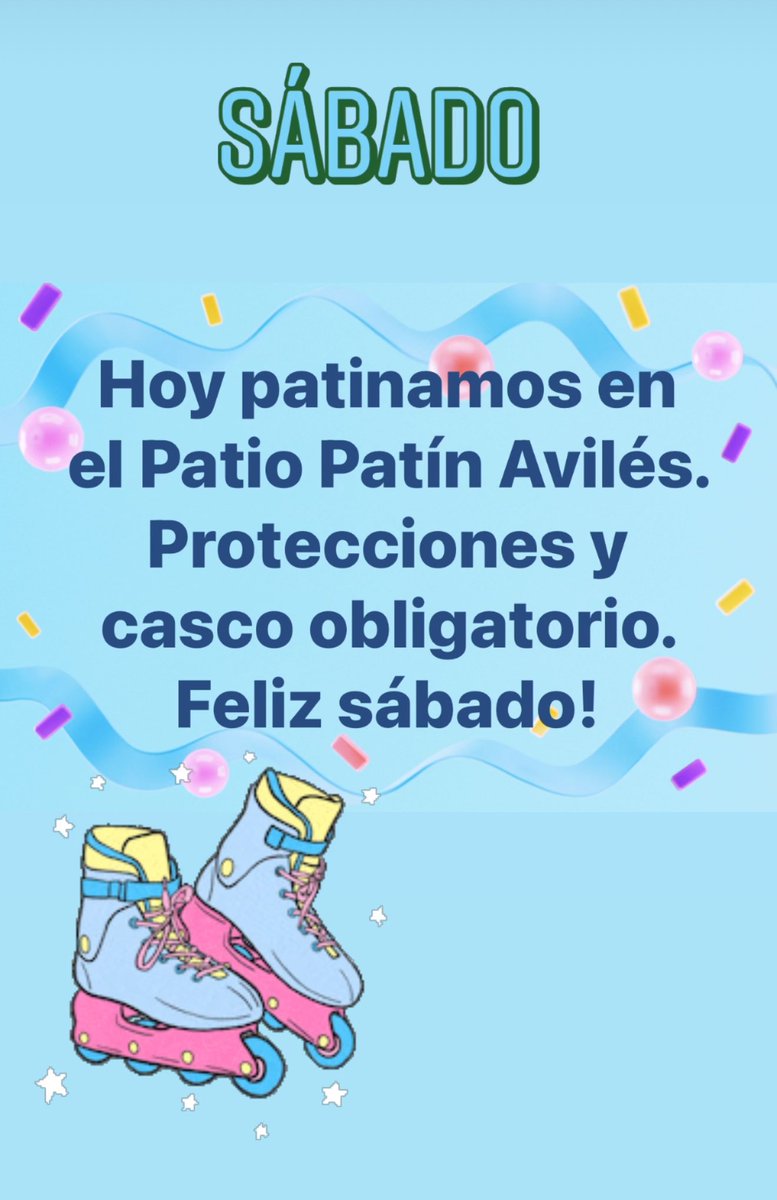 AvilesPatin's tweet photo. Hoy Patio Patín en el Patio Del edificio El Fuero. de 12 a 14 h a partir de los 3 años. Protecciones y casco obligatorio. @AytoAviles https://t.co/4yO7FLBxPM