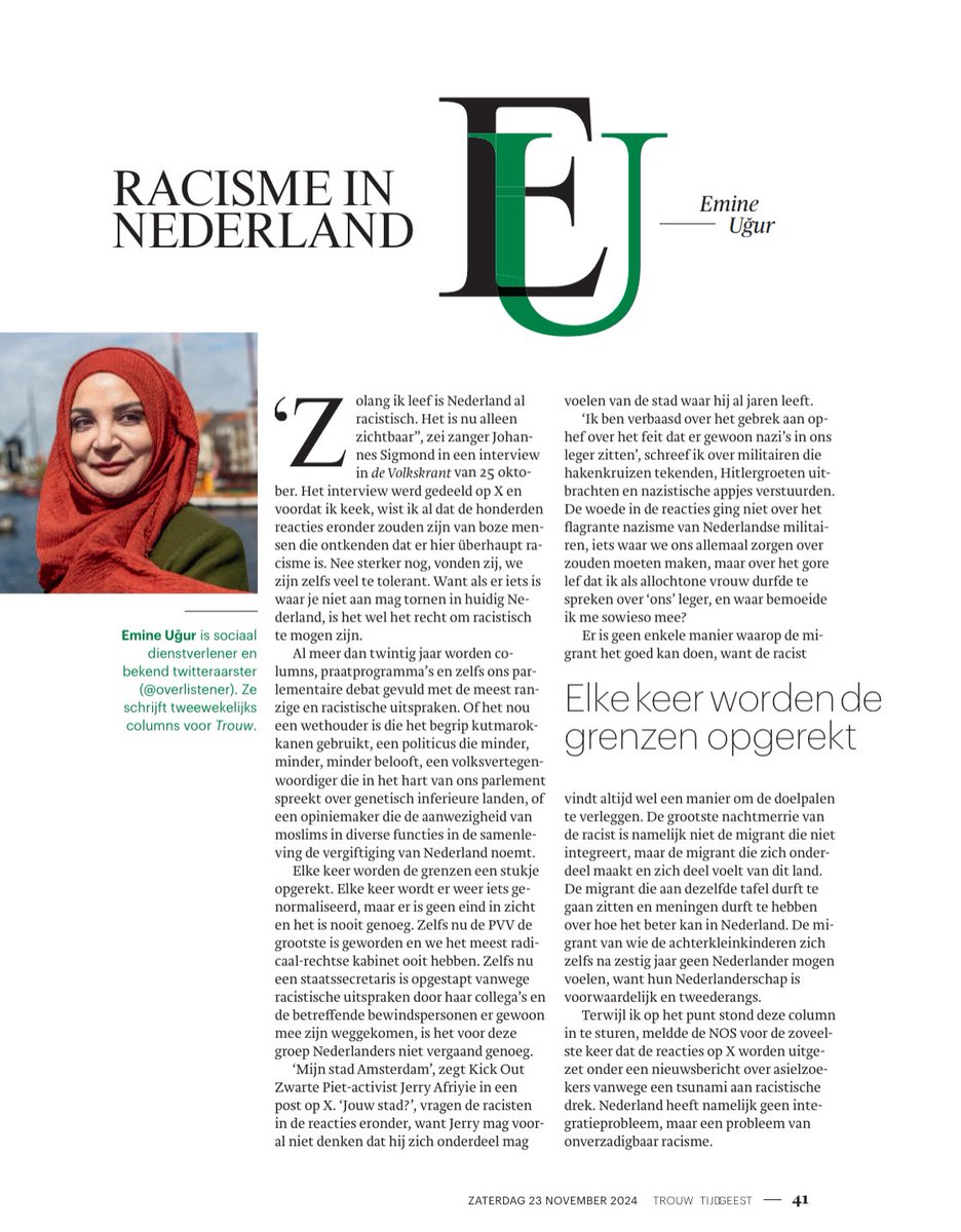 Mijn column van 23 november 2024.

Over racisme in Nederland.