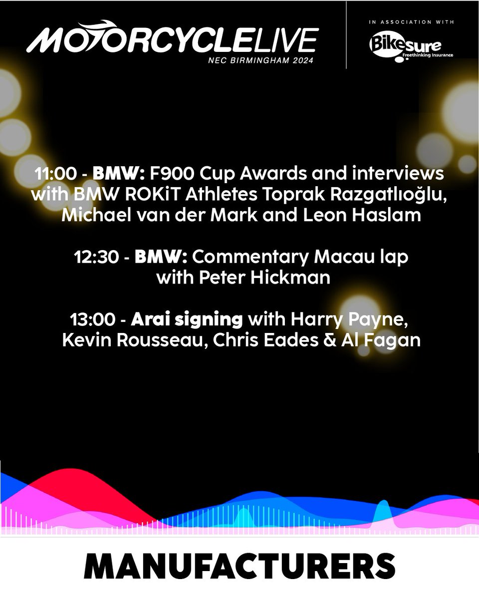 It's a packed day at #MotorcycleLive! 🏆

Catch the ACU Awards this afternoon
Meet World Champion Toprak Razgatlıoğlu 🏍️
End the day with a bang at MCL Festival Night—live music awaits! 🎶

#MCL24