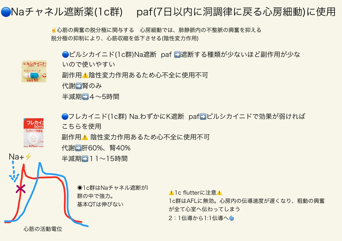 key3pg's tweet photo. @CE_engineer0701 @c92377 @sing_snowflake おでん@臨床工学技師(@CE_engineer0701)さんからバトンを頂きました🙇‍♀️
素敵な企画に参加させて頂きありがとうございます！

＃心電図検定試験まであと「29日」①
心房細動に対する抗不整脈薬についてです💊 https://t.co/QydgbsuXyt