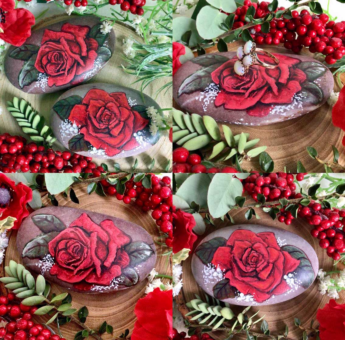 Roses have always been a way to express love, these hand painted scarlet red rose stones make beautiful gifts or decorations. Painted in my little studio here in Scotland &amp; can be shipped worldwide 🌹 #ukgiftam #roses #christmas #giftideas #paintedstones celticoathingstones.etsy.com/listing/155328…