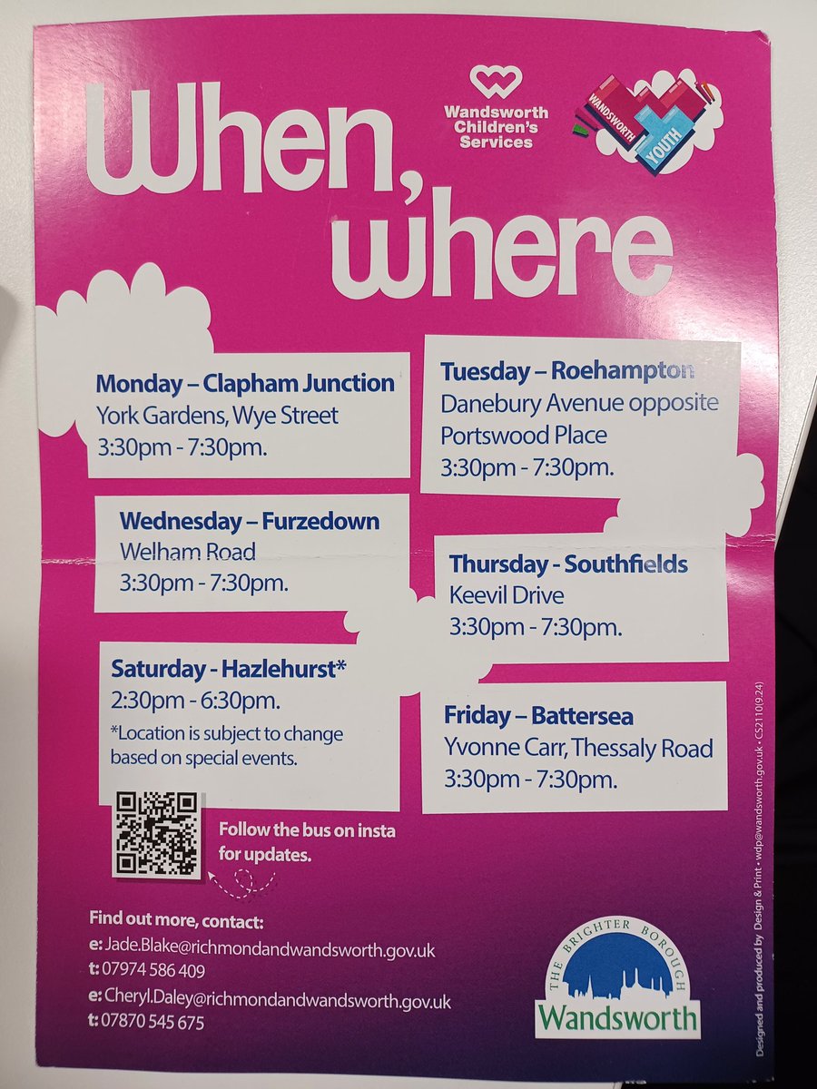 Wandsworth Youth Centre information
^7040SW