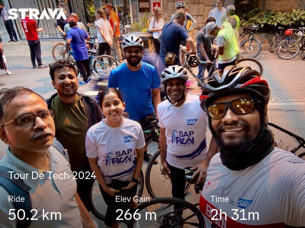 banalanaveen's tweet photo. Tour De Tech 2024 - 5KM organized by Swissnex. Glad to represent @SAP at the event. It was super fun riding from home to @swissnexindia and 5KM with all the participants with fantastic light breakfast and riding back home
@saplabsindia @gangadharansind @LifeatSAP https://t.co/KIUrhHffk5