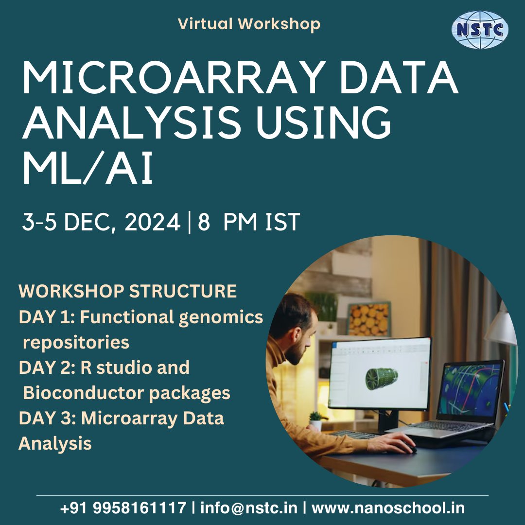 ITBreakCom's tweet image. 🌟 Decode Microarray Data with AI & R!
📅 Dates: December 3-5, 2024
⏰ Time: 8:00 PM IST
🌐 Mode: Online
Register Now: nanoschool.in/enroll-me/?pid…
Know More: nanoschool.in/biotechnology/…
#MicroarrayAnalysis #MachineLearningInBioinformatics #AIInBiology